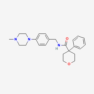 molecular formula C24H31N3O2 B5320541 N-[4-(4-methyl-1-piperazinyl)benzyl]-4-phenyltetrahydro-2H-pyran-4-carboxamide 