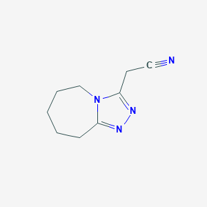molecular formula C9H12N4 B053206 (6,7,8,9-Tetrahydro-5H-[1,2,4]triazolo[4,3-a]azepin-3-yl)-acetonitrile CAS No. 116598-69-7