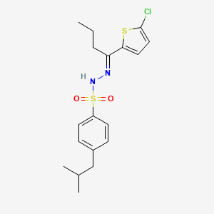 molecular formula C18H23ClN2O2S2 B5320712 N'-[1-(5-chloro-2-thienyl)butylidene]-4-isobutylbenzenesulfonohydrazide 