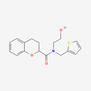 molecular formula C17H19NO3S B5320730 N-(2-hydroxyethyl)-N-(2-thienylmethyl)chromane-2-carboxamide 