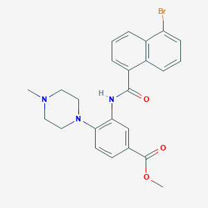 molecular formula C24H24BrN3O3 B5320749 methyl 3-[(5-bromo-1-naphthoyl)amino]-4-(4-methyl-1-piperazinyl)benzoate 