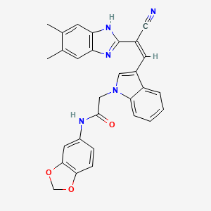 molecular formula C29H23N5O3 B5320766 N-(1,3-benzodioxol-5-yl)-2-[3-[(Z)-2-cyano-2-(5,6-dimethyl-1H-benzimidazol-2-yl)ethenyl]indol-1-yl]acetamide 