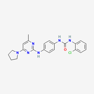 molecular formula C22H23ClN6O B5320790 N-(2-chlorophenyl)-N'-(4-{[4-methyl-6-(1-pyrrolidinyl)-2-pyrimidinyl]amino}phenyl)urea 