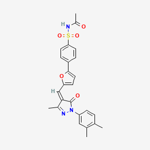 molecular formula C25H23N3O5S B5321000 N-[4-[5-[(Z)-[1-(3,4-dimethylphenyl)-3-methyl-5-oxopyrazol-4-ylidene]methyl]furan-2-yl]phenyl]sulfonylacetamide 