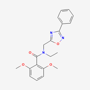 molecular formula C20H21N3O4 B5321017 N-ethyl-2,6-dimethoxy-N-[(3-phenyl-1,2,4-oxadiazol-5-yl)methyl]benzamide 