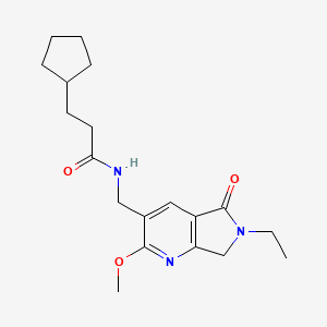 molecular formula C19H27N3O3 B5321076 3-cyclopentyl-N-[(6-ethyl-2-methoxy-5-oxo-6,7-dihydro-5H-pyrrolo[3,4-b]pyridin-3-yl)methyl]propanamide 