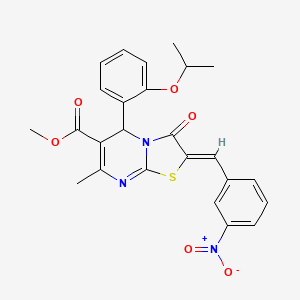 molecular formula C25H23N3O6S B5321219 methyl (2Z)-7-methyl-2-[(3-nitrophenyl)methylidene]-3-oxo-5-(2-propan-2-yloxyphenyl)-5H-[1,3]thiazolo[3,2-a]pyrimidine-6-carboxylate 