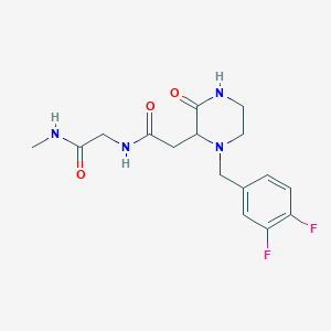molecular formula C16H20F2N4O3 B5321230 N~2~-{[1-(3,4-difluorobenzyl)-3-oxo-2-piperazinyl]acetyl}-N~1~-methylglycinamide 
