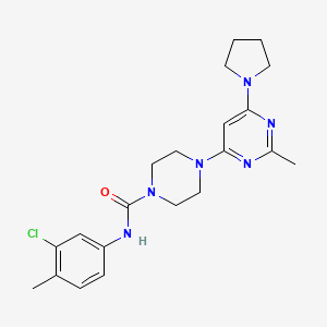 molecular formula C21H27ClN6O B5321261 N-(3-chloro-4-methylphenyl)-4-[2-methyl-6-(1-pyrrolidinyl)-4-pyrimidinyl]-1-piperazinecarboxamide 