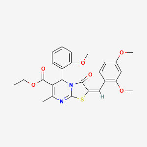 molecular formula C26H26N2O6S B5321263 ethyl 2-(2,4-dimethoxybenzylidene)-5-(2-methoxyphenyl)-7-methyl-3-oxo-2,3-dihydro-5H-[1,3]thiazolo[3,2-a]pyrimidine-6-carboxylate 