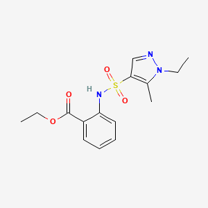molecular formula C15H19N3O4S B5321531 ethyl 2-{[(1-ethyl-5-methyl-1H-pyrazol-4-yl)sulfonyl]amino}benzoate 