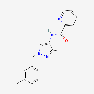 molecular formula C19H20N4O B5321536 N-[3,5-dimethyl-1-[(3-methylphenyl)methyl]pyrazol-4-yl]pyridine-2-carboxamide 