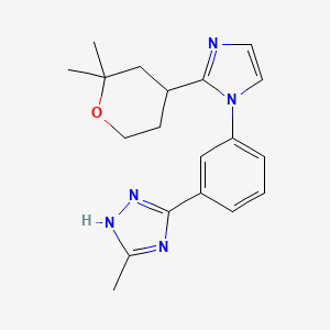 molecular formula C19H23N5O B5321882 3-{3-[2-(2,2-dimethyltetrahydro-2H-pyran-4-yl)-1H-imidazol-1-yl]phenyl}-5-methyl-4H-1,2,4-triazole 