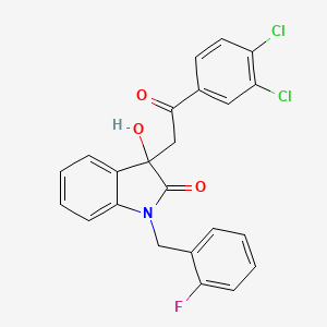 molecular formula C23H16Cl2FNO3 B5321997 3-[2-(3,4-dichlorophenyl)-2-oxoethyl]-1-(2-fluorobenzyl)-3-hydroxy-1,3-dihydro-2H-indol-2-one 