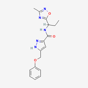 molecular formula C17H19N5O3 B5321999 N-[1-(3-methyl-1,2,4-oxadiazol-5-yl)propyl]-5-(phenoxymethyl)-1H-pyrazole-3-carboxamide 