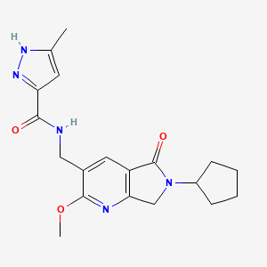 molecular formula C19H23N5O3 B5325133 N-[(6-cyclopentyl-2-methoxy-5-oxo-7H-pyrrolo[3,4-b]pyridin-3-yl)methyl]-5-methyl-1H-pyrazole-3-carboxamide 