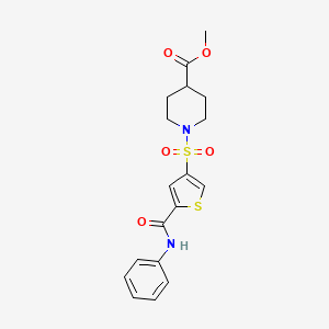 molecular formula C18H20N2O5S2 B5325708 Methyl 1-[5-(phenylcarbamoyl)thiophen-3-yl]sulfonylpiperidine-4-carboxylate 