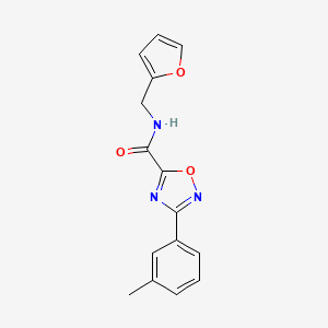 molecular formula C15H13N3O3 B5325914 N-(furan-2-ylmethyl)-3-(3-methylphenyl)-1,2,4-oxadiazole-5-carboxamide 