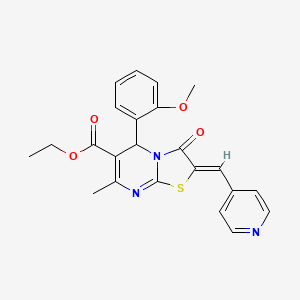 molecular formula C23H21N3O4S B5326048 ethyl (2Z)-5-(2-methoxyphenyl)-7-methyl-3-oxo-2-(pyridin-4-ylmethylidene)-5H-[1,3]thiazolo[3,2-a]pyrimidine-6-carboxylate 