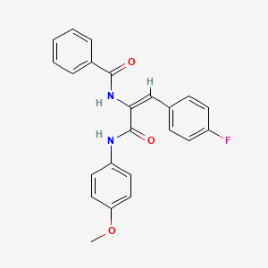 molecular formula C23H19FN2O3 B5326083 N-[(E)-1-(4-fluorophenyl)-3-(4-methoxyanilino)-3-oxoprop-1-en-2-yl]benzamide 