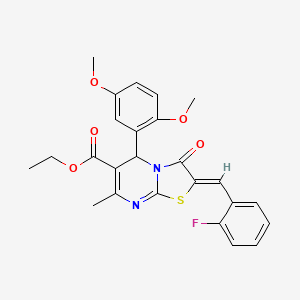 molecular formula C25H23FN2O5S B5326462 ethyl (2Z)-5-(2,5-dimethoxyphenyl)-2-[(2-fluorophenyl)methylidene]-7-methyl-3-oxo-5H-[1,3]thiazolo[3,2-a]pyrimidine-6-carboxylate 