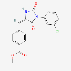 molecular formula C18H13ClN2O4 B5326645 methyl 4-{(E)-[1-(3-chlorophenyl)-2,5-dioxoimidazolidin-4-ylidene]methyl}benzoate 