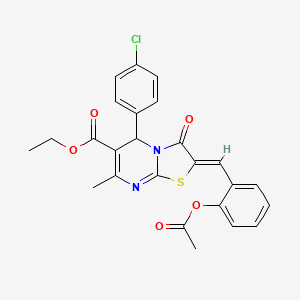 molecular formula C25H21ClN2O5S B5327299 ethyl (2Z)-2-[(2-acetyloxyphenyl)methylidene]-5-(4-chlorophenyl)-7-methyl-3-oxo-5H-[1,3]thiazolo[3,2-a]pyrimidine-6-carboxylate 