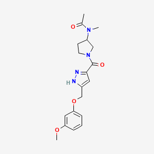 molecular formula C19H24N4O4 B5327558 N-[1-[5-[(3-methoxyphenoxy)methyl]-1H-pyrazole-3-carbonyl]pyrrolidin-3-yl]-N-methylacetamide 