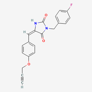 molecular formula C20H15FN2O3 B5327596 (5E)-3-(4-fluorobenzyl)-5-[4-(prop-2-yn-1-yloxy)benzylidene]imidazolidine-2,4-dione 