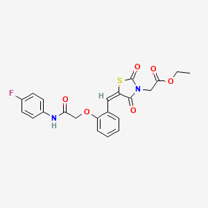 molecular formula C22H19FN2O6S B5327632 ethyl [(5E)-5-(2-{2-[(4-fluorophenyl)amino]-2-oxoethoxy}benzylidene)-2,4-dioxo-1,3-thiazolidin-3-yl]acetate 