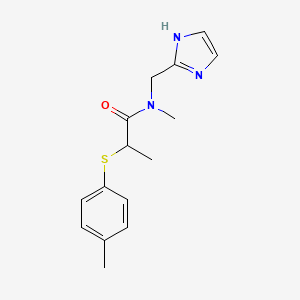 molecular formula C15H19N3OS B5327754 N-(1H-imidazol-2-ylmethyl)-N-methyl-2-(4-methylphenyl)sulfanylpropanamide 