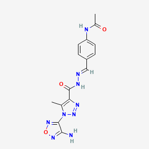molecular formula C15H15N9O3 B5328694 N-{4-[(E)-({[1-(4-Amino-1,2,5-oxadiazol-3-YL)-5-methyl-1H-1,2,3-triazol-4-YL]formamido}imino)methyl]phenyl}acetamide 