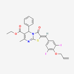 molecular formula C26H22I2N2O4S B5329037 ethyl (2Z)-2-[(3,5-diiodo-4-prop-2-enoxyphenyl)methylidene]-7-methyl-3-oxo-5-phenyl-5H-[1,3]thiazolo[3,2-a]pyrimidine-6-carboxylate 
