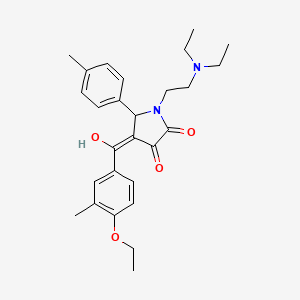 molecular formula C27H34N2O4 B5329532 1-[2-(DIETHYLAMINO)ETHYL]-4-(4-ETHOXY-3-METHYLBENZOYL)-3-HYDROXY-5-(4-METHYLPHENYL)-2,5-DIHYDRO-1H-PYRROL-2-ONE 