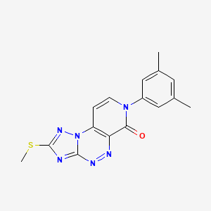 molecular formula C16H14N6OS B5329616 7-(3,5-dimethylphenyl)-2-(methylsulfanyl)pyrido[4,3-e][1,2,4]triazolo[5,1-c][1,2,4]triazin-6(7H)-one 