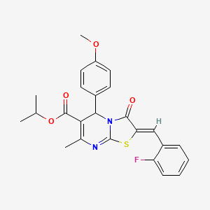 molecular formula C25H23FN2O4S B5329706 propan-2-yl (2Z)-2-[(2-fluorophenyl)methylidene]-5-(4-methoxyphenyl)-7-methyl-3-oxo-5H-[1,3]thiazolo[3,2-a]pyrimidine-6-carboxylate 