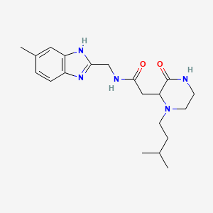 molecular formula C20H29N5O2 B5330088 N-[(5-methyl-1H-benzimidazol-2-yl)methyl]-2-[1-(3-methylbutyl)-3-oxo-2-piperazinyl]acetamide 