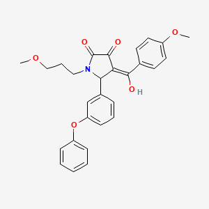 molecular formula C28H27NO6 B5330205 3-hydroxy-4-(4-methoxybenzoyl)-1-(3-methoxypropyl)-5-(3-phenoxyphenyl)-2,5-dihydro-1H-pyrrol-2-one 