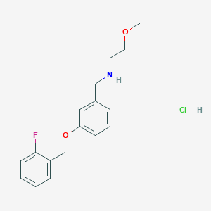 molecular formula C17H21ClFNO2 B5330568 N-[[3-[(2-fluorophenyl)methoxy]phenyl]methyl]-2-methoxyethanamine;hydrochloride 