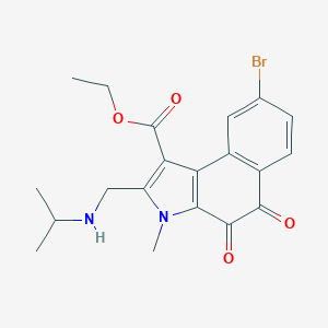 molecular formula C20H21BrN2O4 B533060 Ethyl 8-bromo-3-methyl-4,5-dioxo-2-[(propan-2-ylamino)methyl]benzo[e]indole-1-carboxylate 