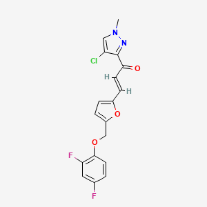 molecular formula C18H13ClF2N2O3 B5331058 (E)-1-(4-CHLORO-1-METHYL-1H-PYRAZOL-3-YL)-3-{5-[(2,4-DIFLUOROPHENOXY)METHYL]-2-FURYL}-2-PROPEN-1-ONE 