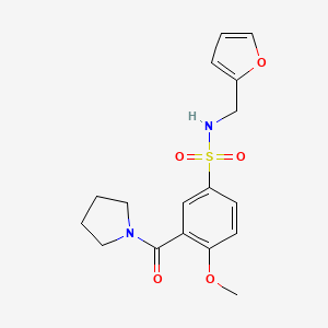 molecular formula C17H20N2O5S B5331390 N-(furan-2-ylmethyl)-4-methoxy-3-(pyrrolidin-1-ylcarbonyl)benzenesulfonamide 