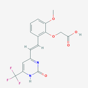 molecular formula C16H13F3N2O5 B5331559 2-(2-METHOXY-6-{(E)-2-[2-OXO-6-(TRIFLUOROMETHYL)-1,2-DIHYDRO-4-PYRIMIDINYL]-1-ETHENYL}PHENOXY)ACETIC ACID 