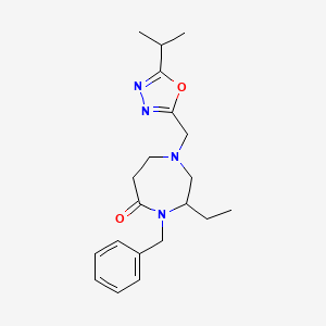 molecular formula C20H28N4O2 B5331682 4-benzyl-3-ethyl-1-[(5-isopropyl-1,3,4-oxadiazol-2-yl)methyl]-1,4-diazepan-5-one 
