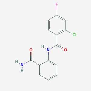 molecular formula C14H10ClFN2O2 B5332412 N-(2-carbamoylphenyl)-2-chloro-4-fluorobenzamide 