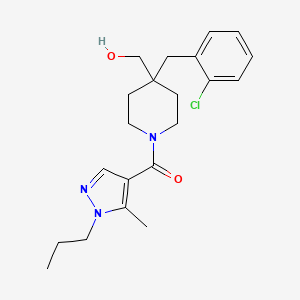 molecular formula C21H28ClN3O2 B5332434 {4-(2-chlorobenzyl)-1-[(5-methyl-1-propyl-1H-pyrazol-4-yl)carbonyl]piperidin-4-yl}methanol 