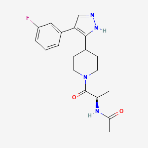 molecular formula C19H23FN4O2 B5332475 N-[(2R)-1-[4-[4-(3-fluorophenyl)-1H-pyrazol-5-yl]piperidin-1-yl]-1-oxopropan-2-yl]acetamide 