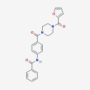 molecular formula C23H21N3O4 B5332517 N~1~-(4-{[4-(2-FURYLCARBONYL)PIPERAZINO]CARBONYL}PHENYL)BENZAMIDE 