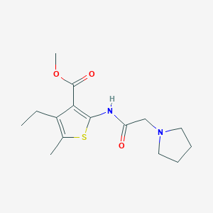 molecular formula C15H22N2O3S B5332548 methyl 4-ethyl-5-methyl-2-[(1-pyrrolidinylacetyl)amino]-3-thiophenecarboxylate 