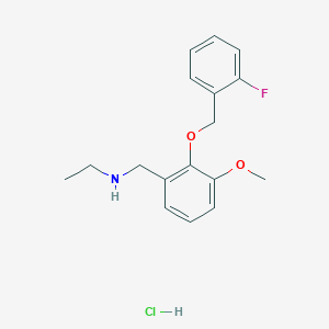 molecular formula C17H21ClFNO2 B5332654 N-[[2-[(2-fluorophenyl)methoxy]-3-methoxyphenyl]methyl]ethanamine;hydrochloride 
